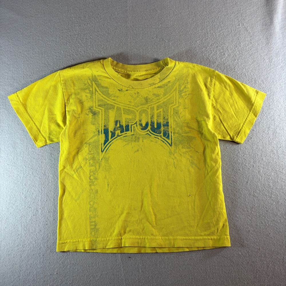 Tapout Kids Yellow Graphic T-Shirt Small S/P 8 MMA Combat Sports Distressed Tee